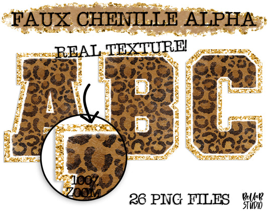 Faux Chenille Alphabet Set LEOPARD