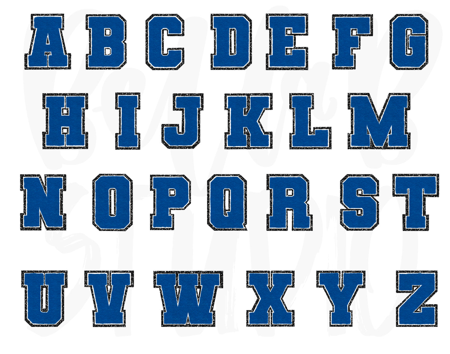 Faux Chenille Alphabet Set NAVY - BLACK GLITTER