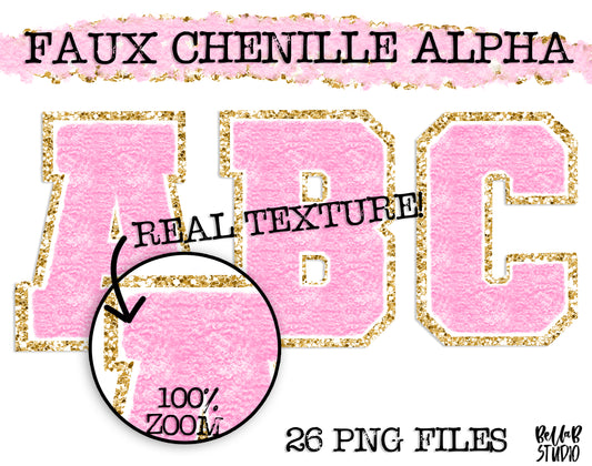 Faux Chenille Alphabet Set PINK