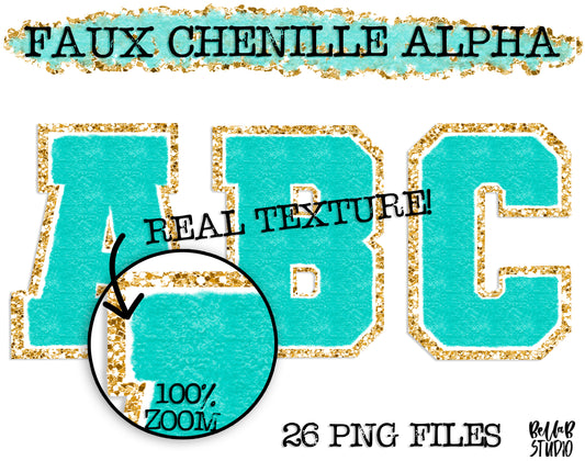 Faux Chenille Alphabet Set TEAL