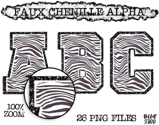 Faux Chenille Alphabet Set ZEBRA PRINT