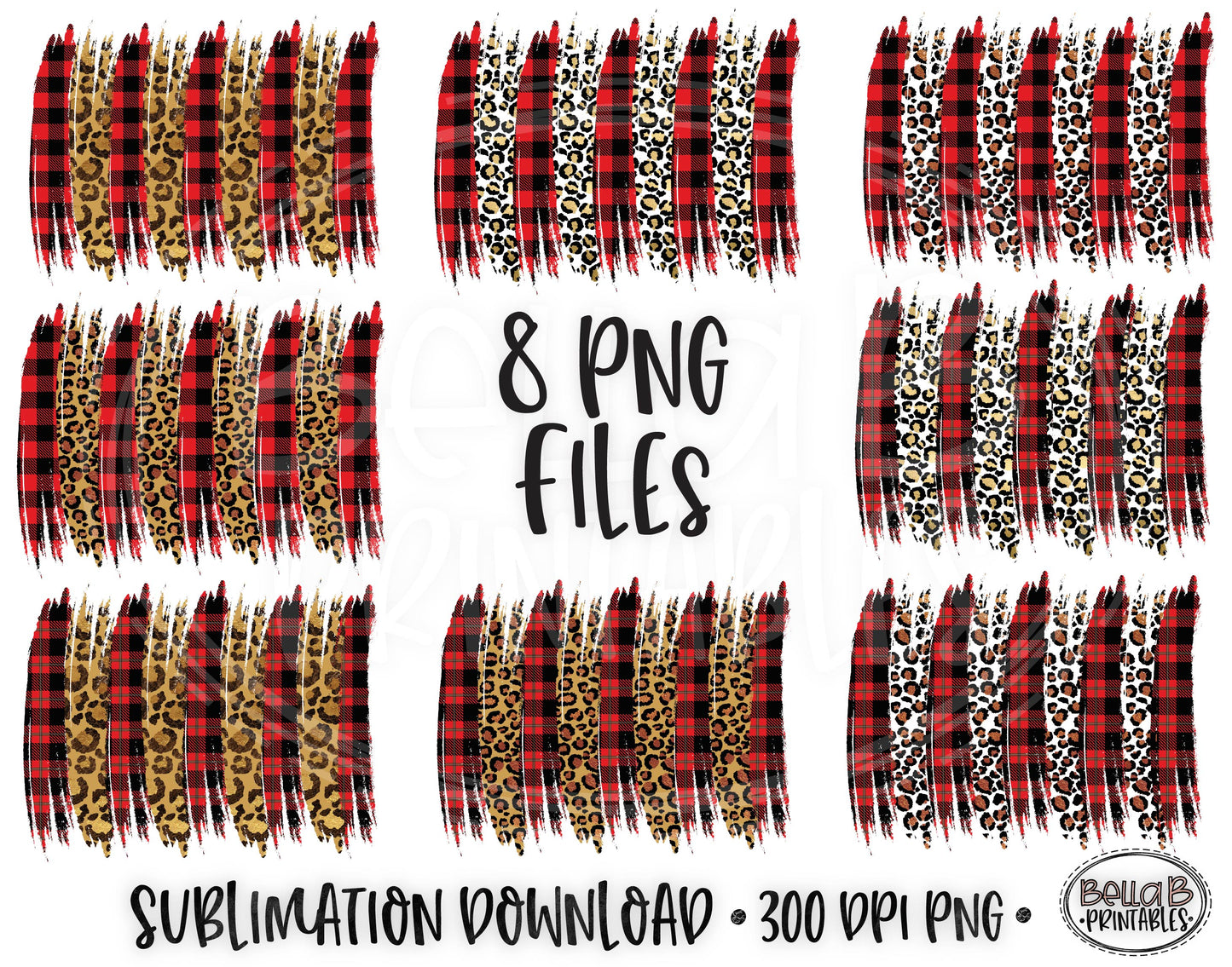 Plaid and Leopard Brushstokes PNG Bundle
