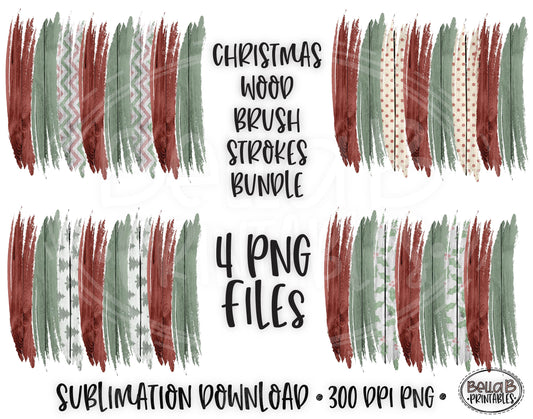 Christmas Wood Brushstokes PNG Bundle
