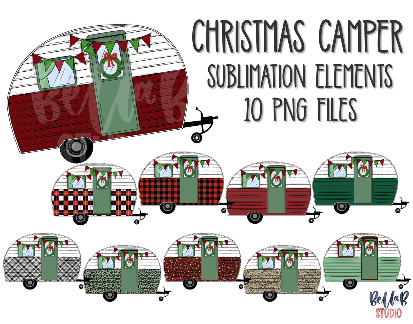 Christmas Camper Sublimation Elements Bundle