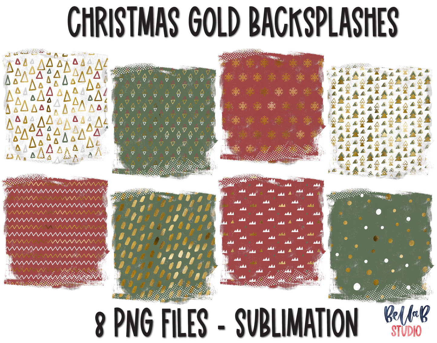 Christmas Gold Sublimation Background Bundle, Backsplash