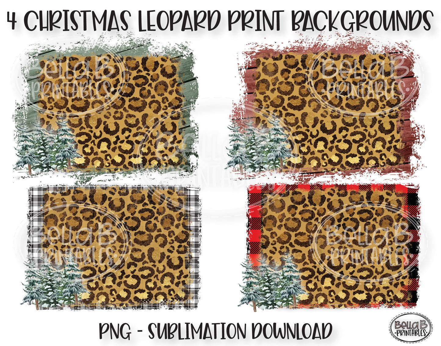 Buffalo Plaid and Leopard Print Sublimation Background Bundle, Backsplash