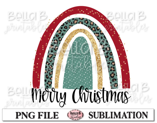 Merry Christmas Rainbow Sublimation Design