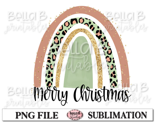 Merry Christmas Rainbow Sublimation Design