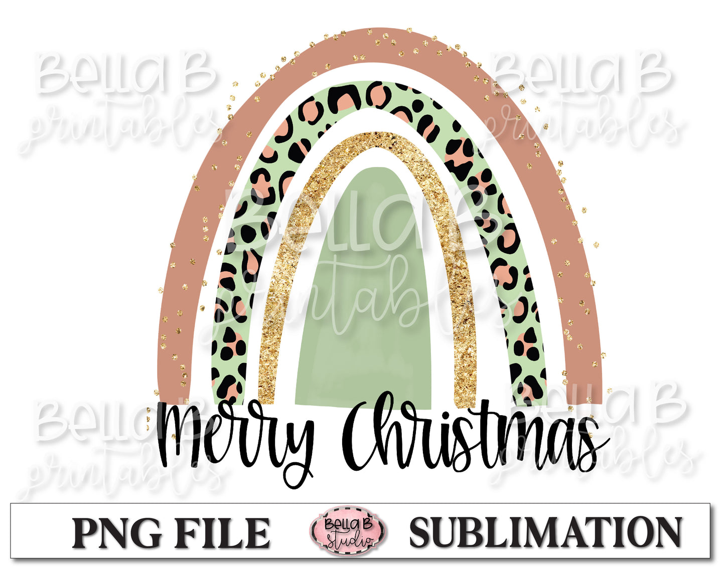 Merry Christmas Rainbow Sublimation Design