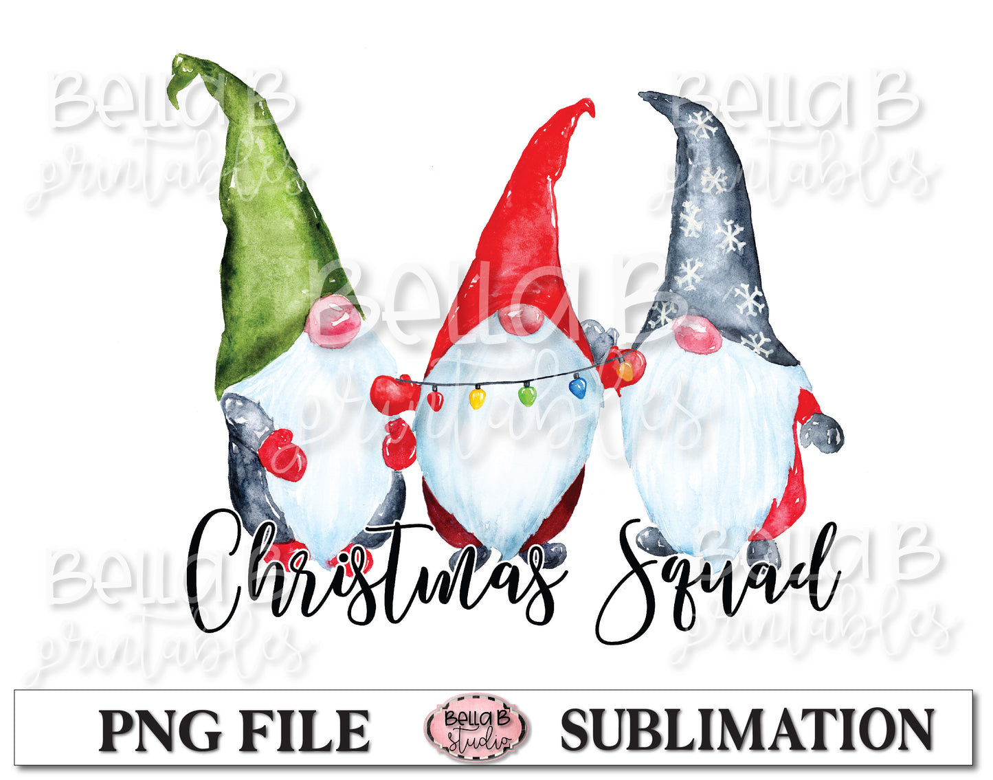 Christmas Squad Gnomes Sublimation Design