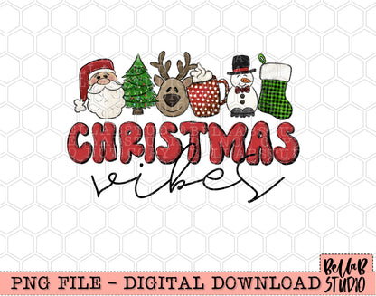 Christmas Vibes Cute Faces PNG Design