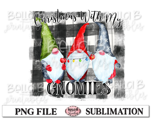 Plaid Christmas With My Gnomies Sublimation Design