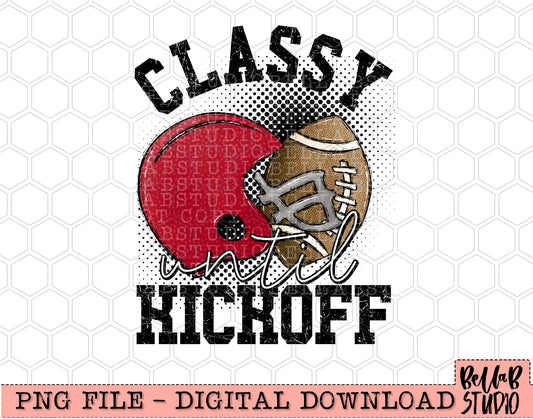 Classy Until Kickoff Red Football PNG Design