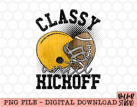 Classy Until Kickoff Yellow Football PNG Design