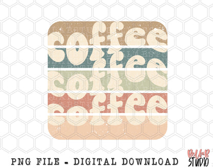 Coffee Wavy Retro PNG Sublimation Design
