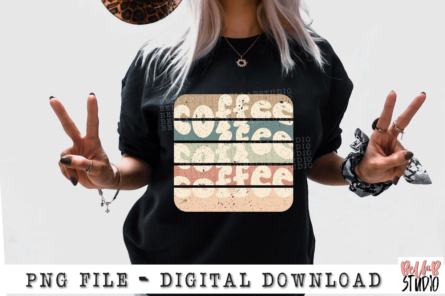 Coffee Wavy Retro PNG Sublimation Design