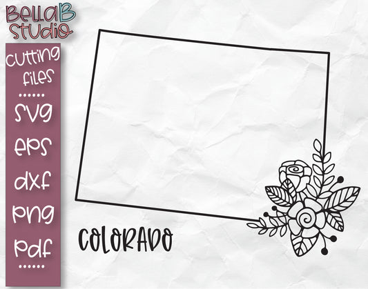 Floral Colorado Map SVG File