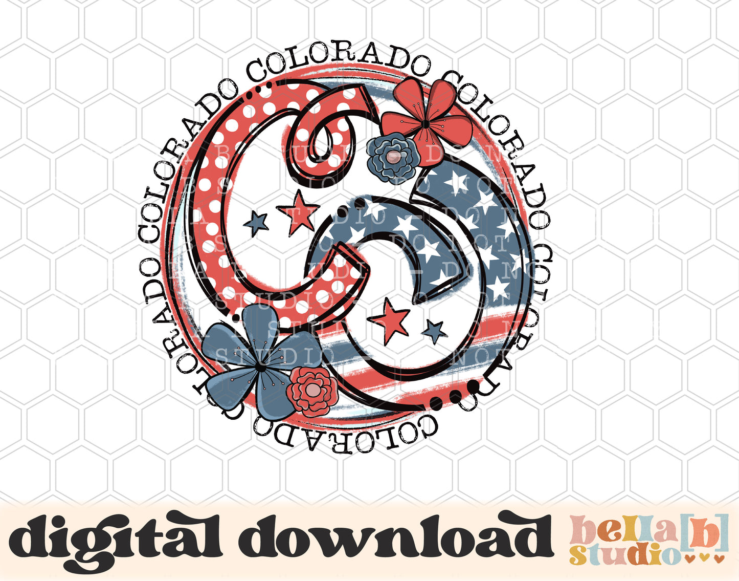 Colorado Retro Flowers PNG Design