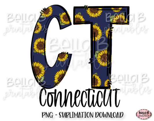 Sunflower Connecticut State Sublimation Design