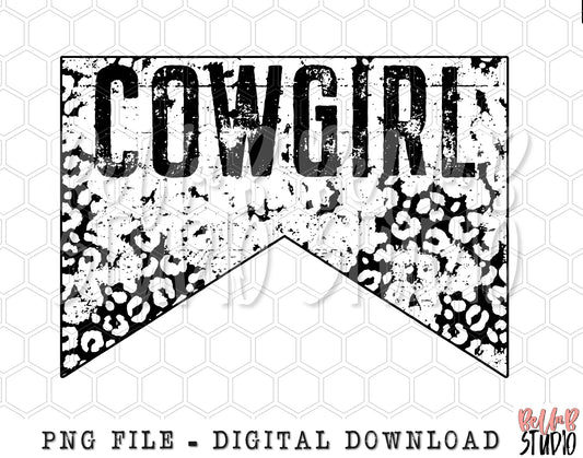 Cowgirl Distressed Leopard PNG Sublimation Design