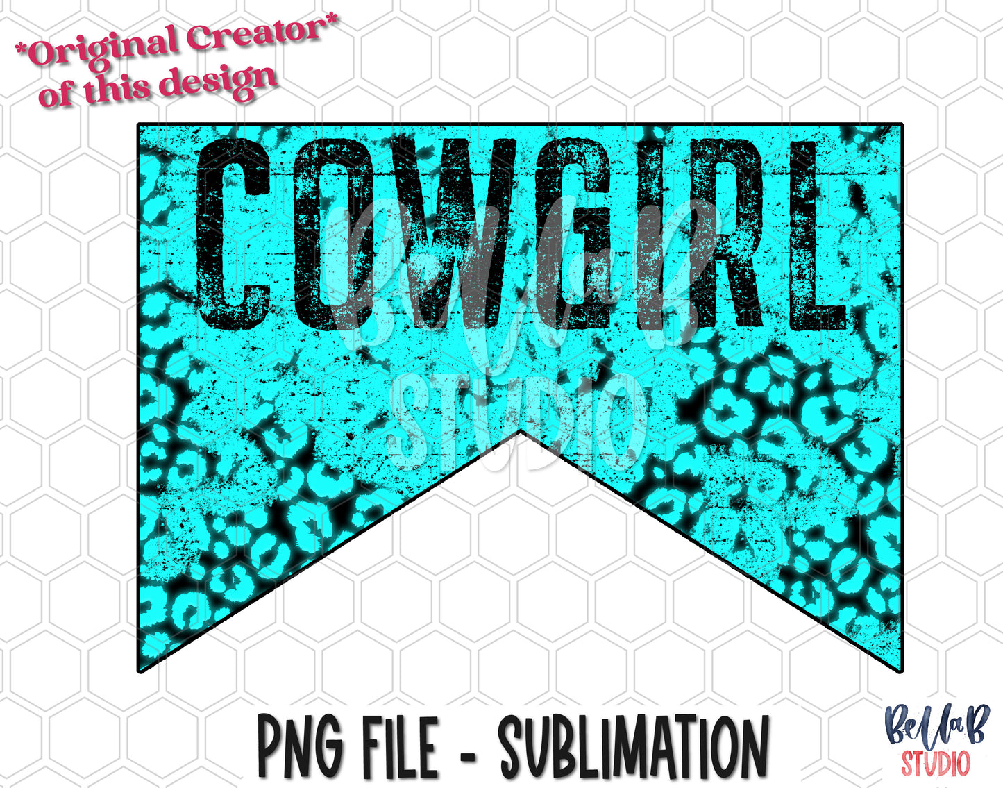 Turquoise Leopard Cowgirl Sublimation Design