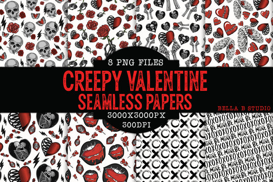 Creepy Valentine Seamless Digital Papers