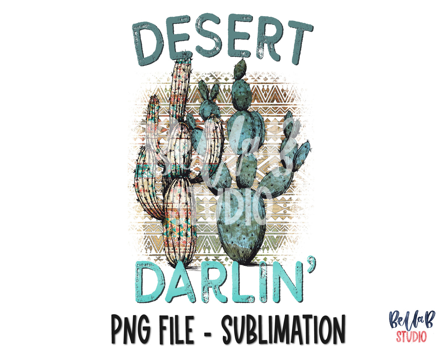 Desert Darlin' Tribal Cactus Sublimation Design