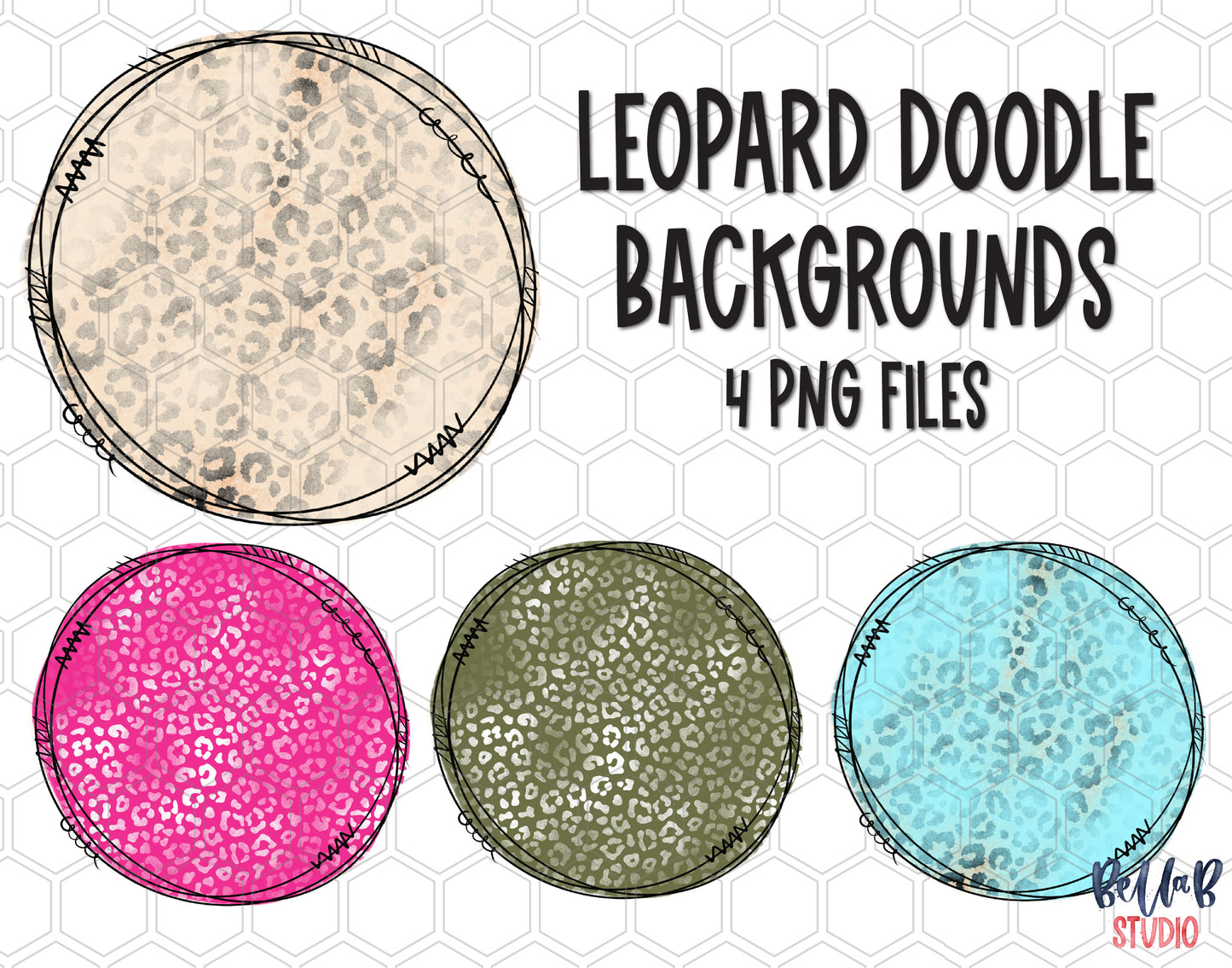 Leopard Doodle Sublimation Background Bundle