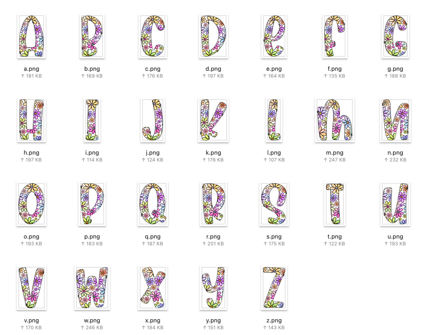 Fun Floral Doodle Alpha Set