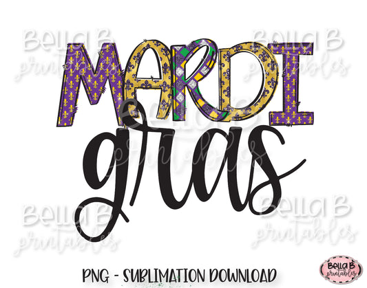Mardi Gras Sublimation Design, Doodle Letters