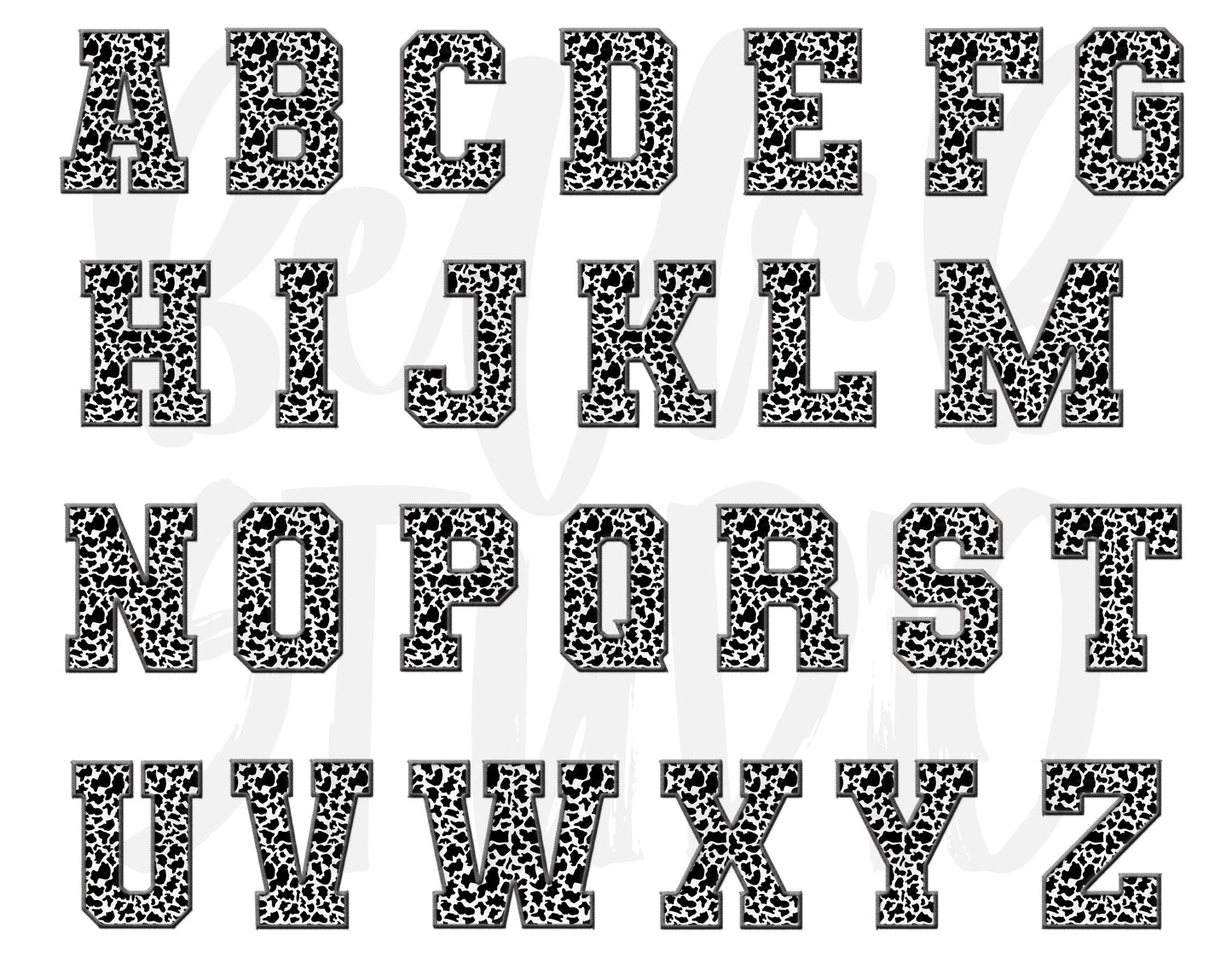 Faux Embroidered Alphabet Set - COWPRINT