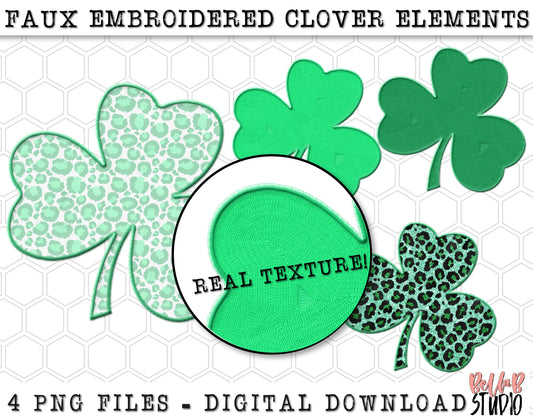 Faux Embroidered Clover Sublimation Elements
