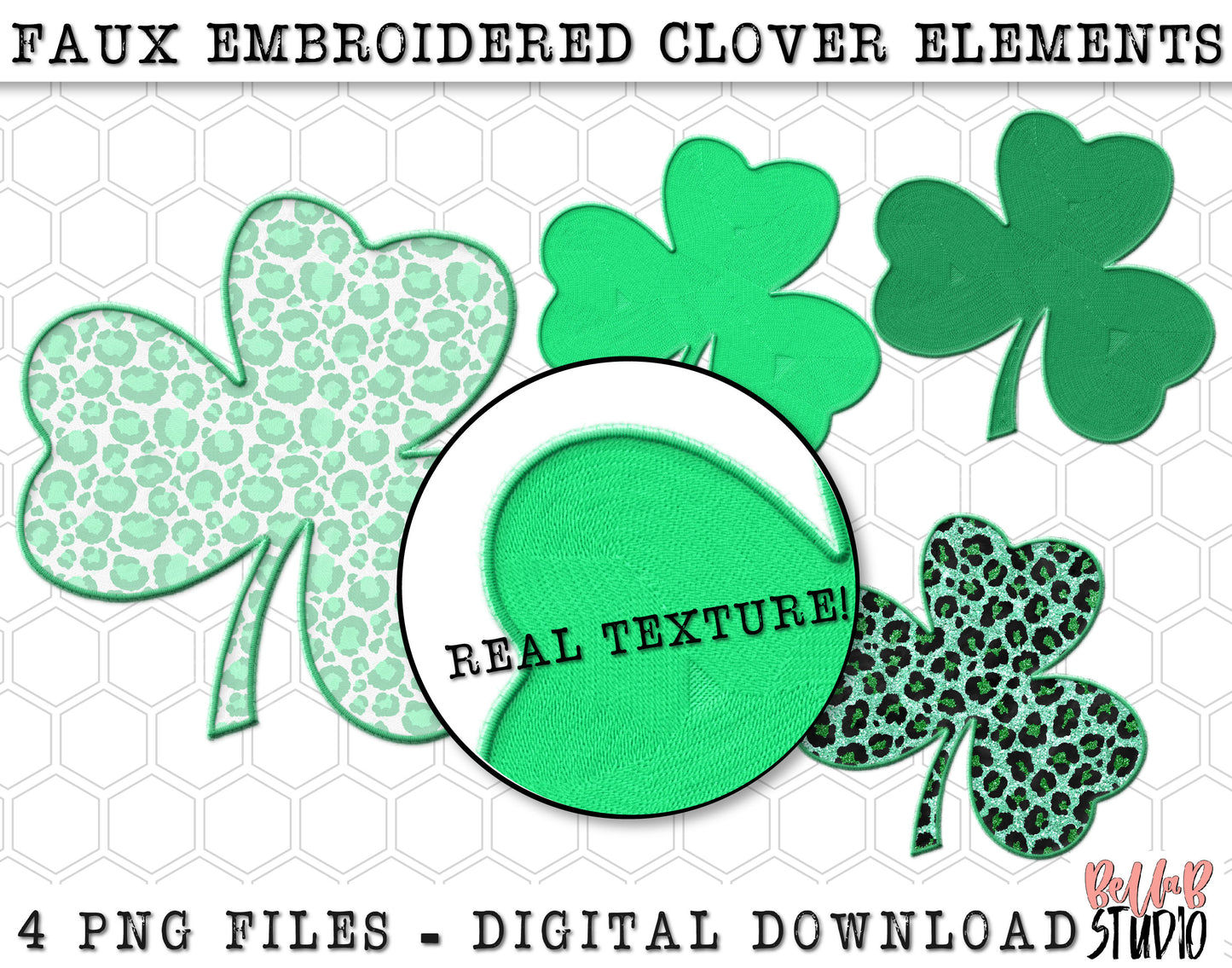 Faux Embroidered Clover Sublimation Elements