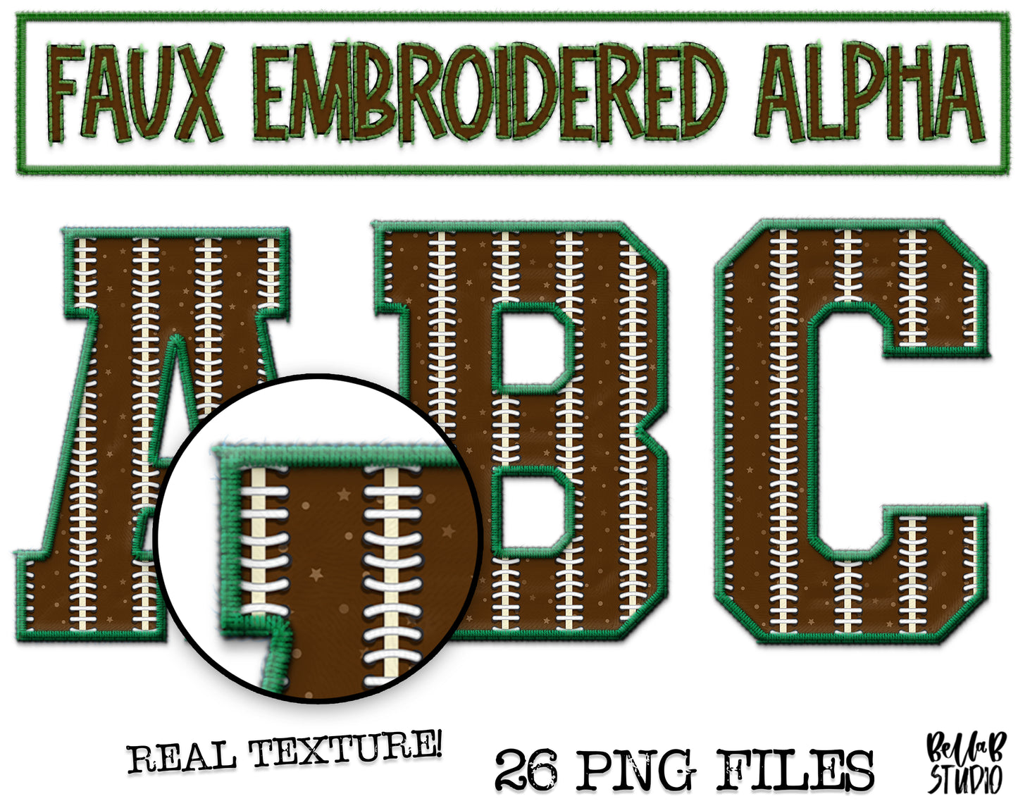 Faux Embroidered Alphabet Set - FOOTBALL