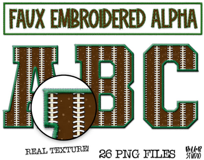 Faux Embroidered Alphabet Set - FOOTBALL