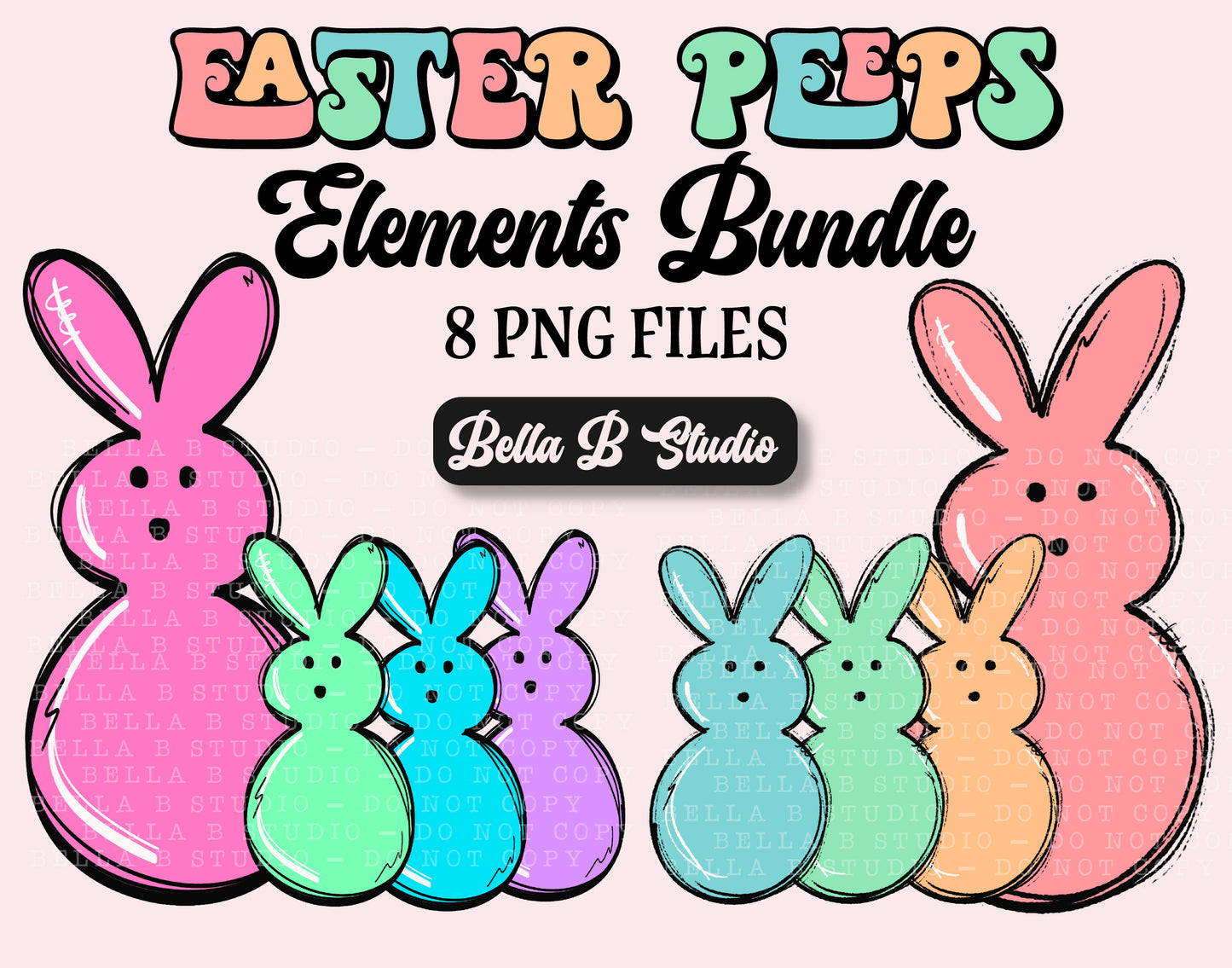Easter Bunny Peep Clipart/Elements Bundle