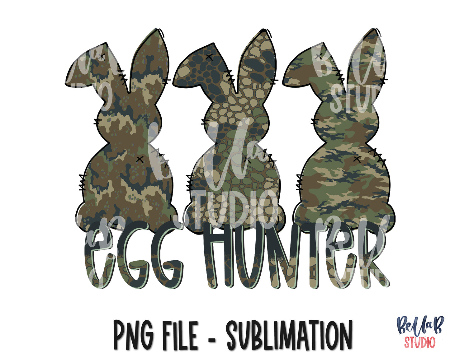 Camo Bunnies - Egg Hunter Sublimation Design
