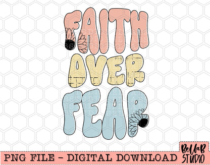 Faith Over Fear Retro PNG Design