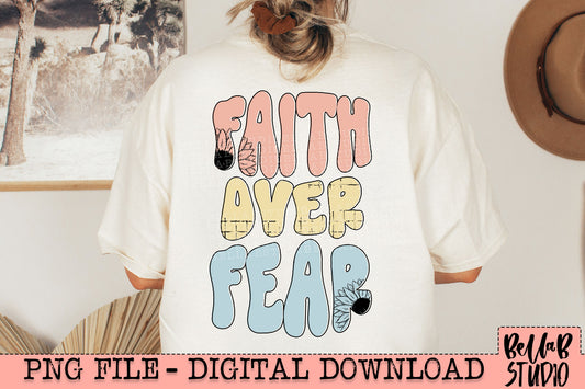 Faith Over Fear Retro PNG Design