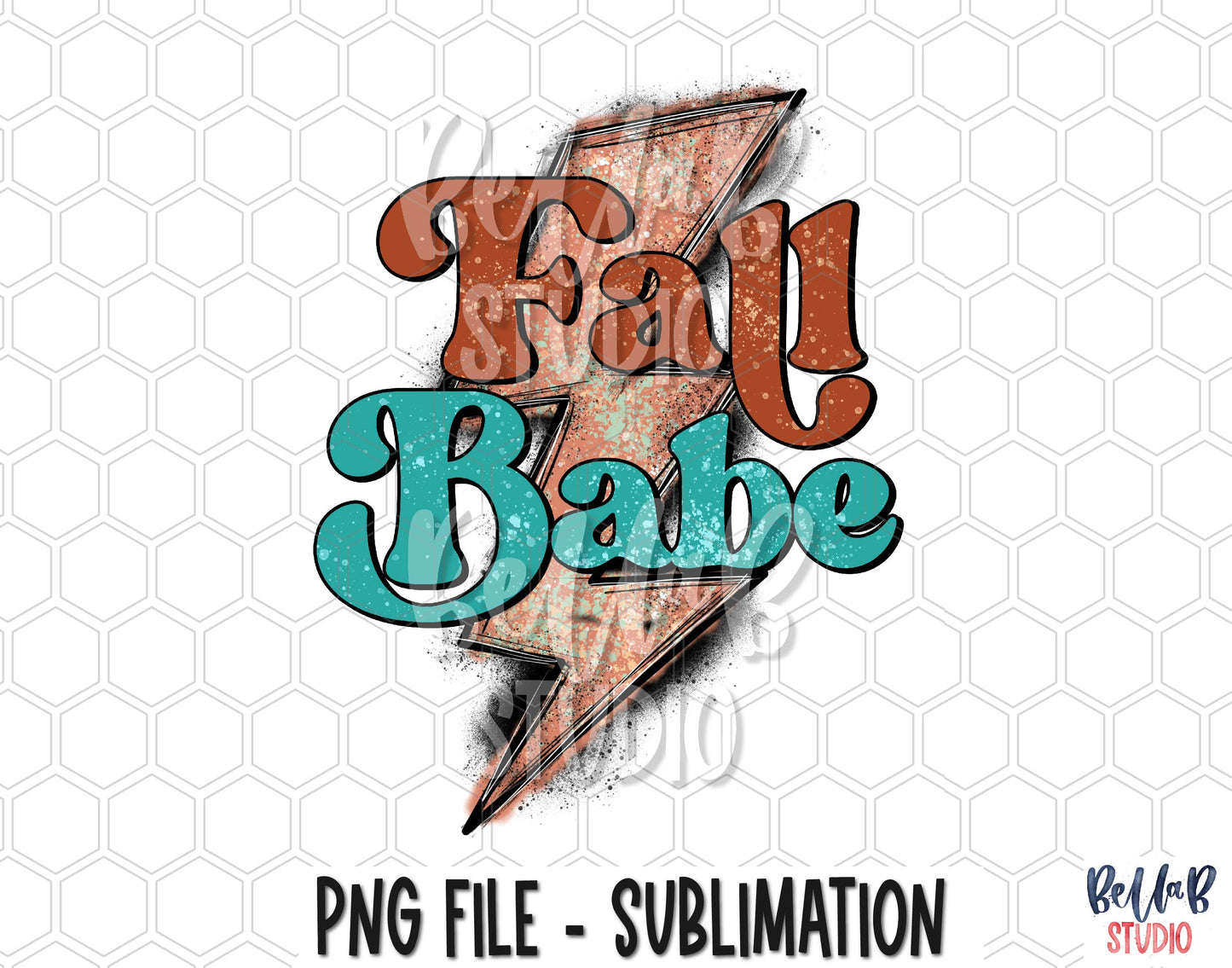 Fall Babe Lightning Bolt Sublimation Design