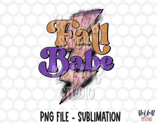 Fall Babe Lightning Bolt Sublimation Design