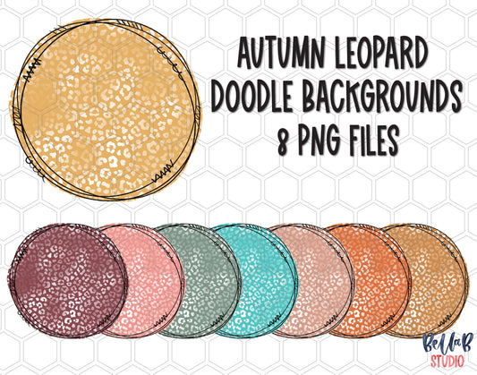 Autumn Leopard Doodle Sublimation Background Bundle