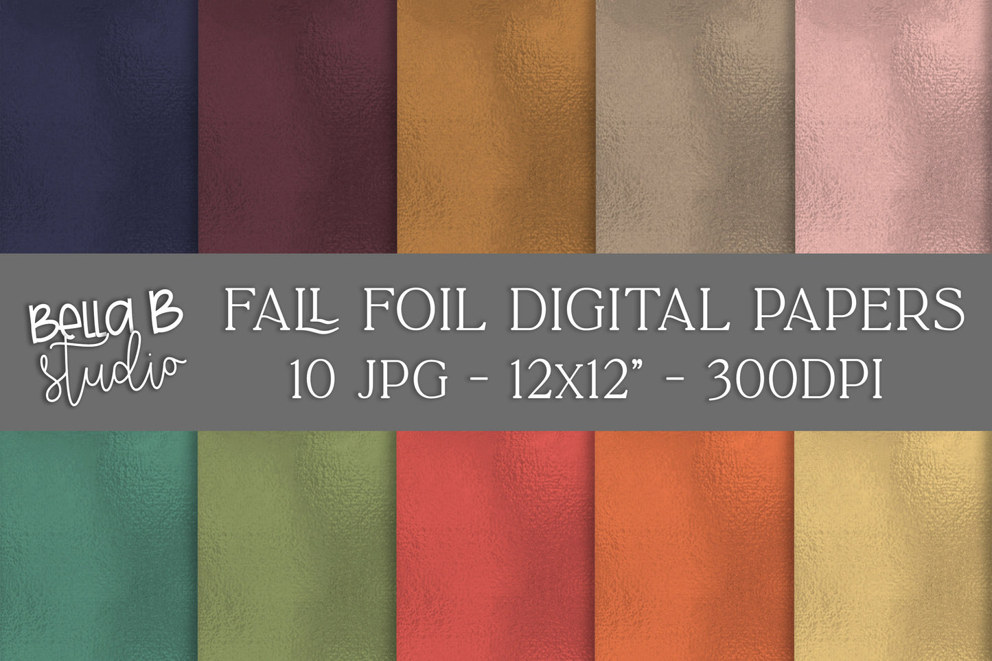 Fall Metallic Foil Digital Papers