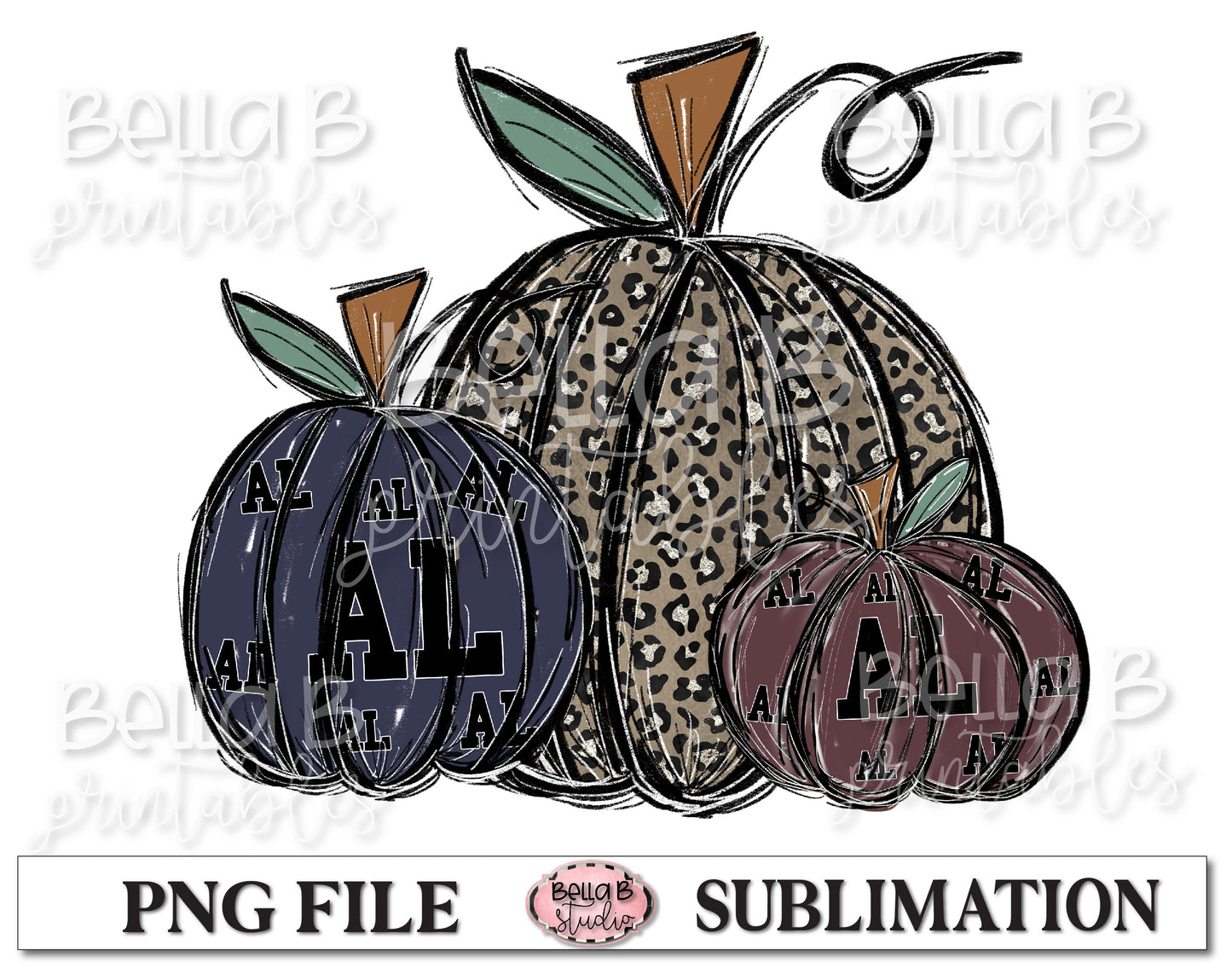 Alabama Fall Pumpkins Sublimation Design