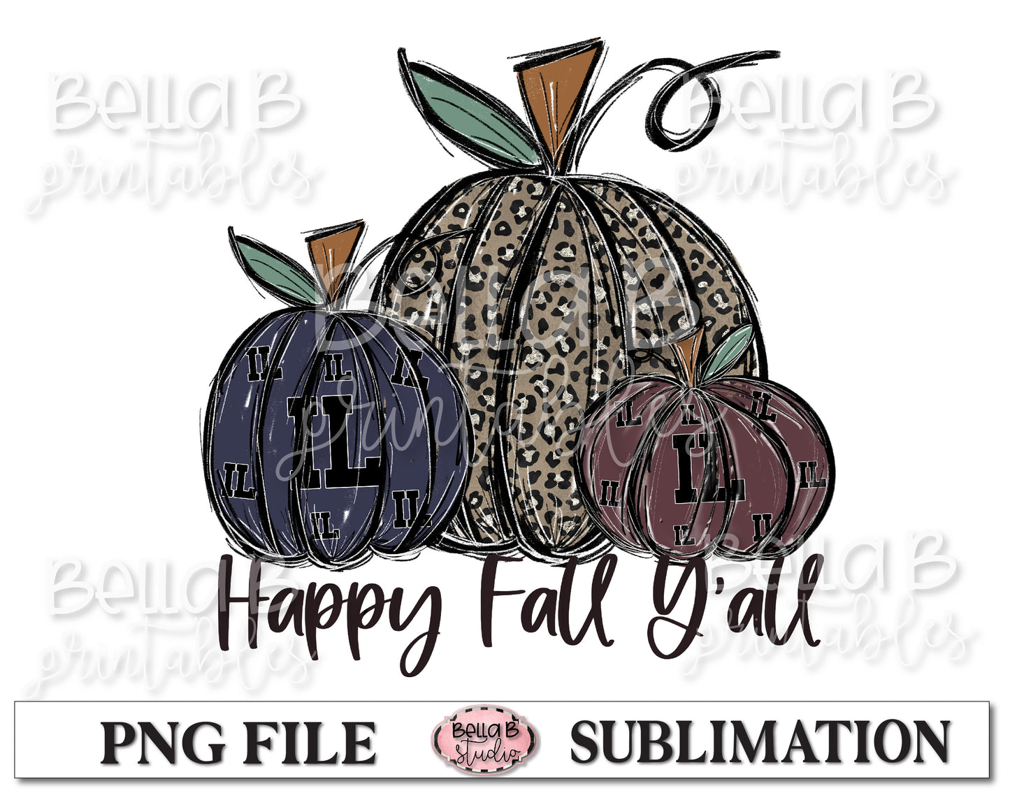 Illinois Fall Pumpkins Sublimation Design, Happy Fall Y'all