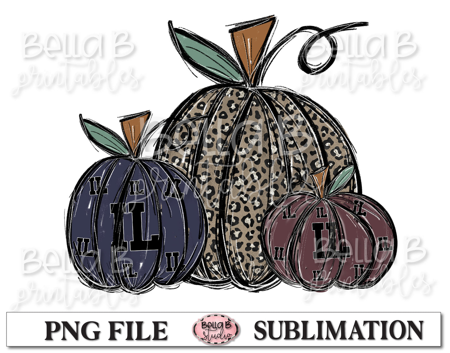 Illinois Fall Pumpkins Sublimation Design