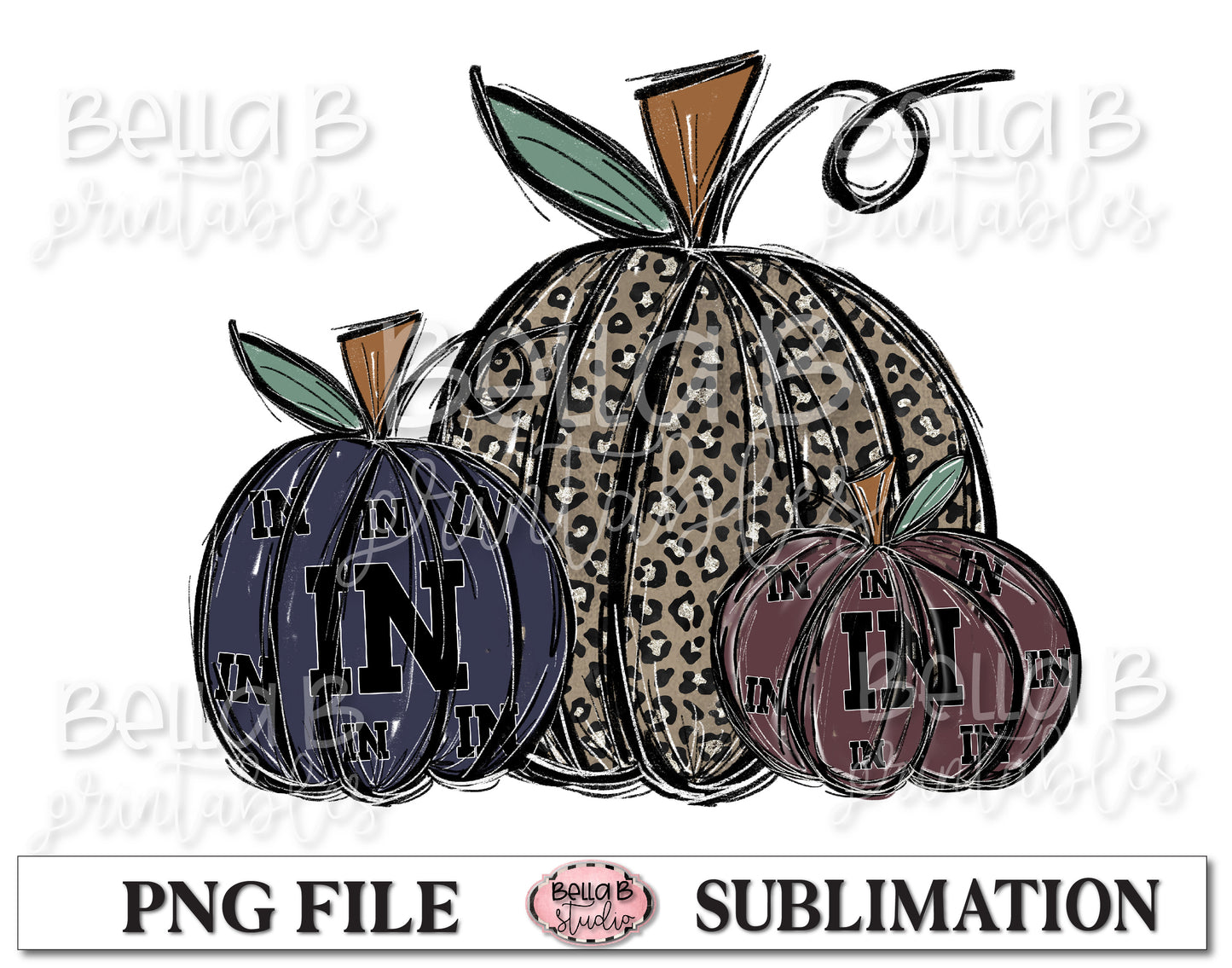 Indiana Fall Pumpkins Sublimation Design