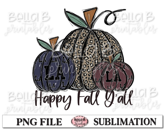 Louisiana Fall Pumpkins Sublimation Design, Happy Fall Y'all
