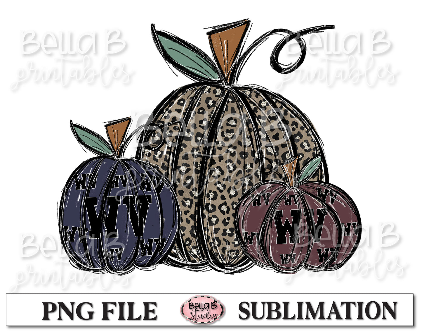 West Virginia Fall Pumpkins Sublimation Design