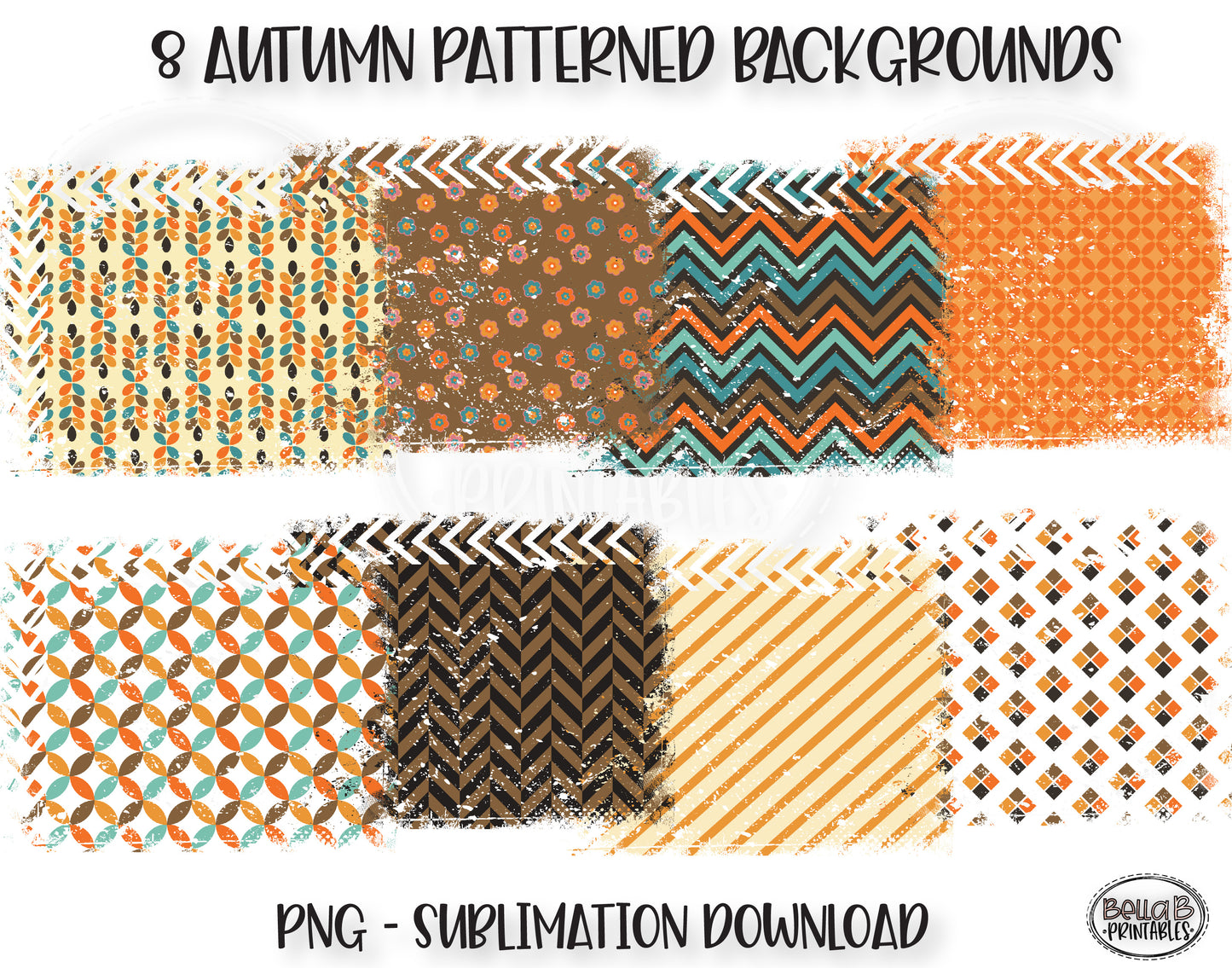 Distressed Fall Pattern Sublimation Background Bundle, Backsplash